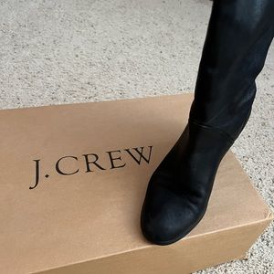 J Crew Black Leather wide calf boots w 15.5 calf circumference